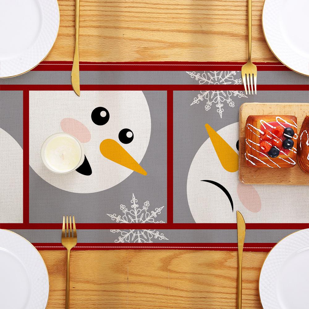 Рождественская печатная настольная флаговая льняная декоративная кухонная скатерть маленькая праздничная скатерть