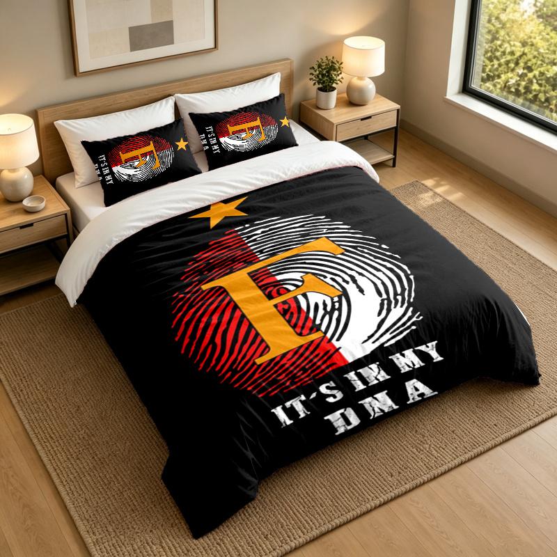 3-Piece Bed Sheet Set with Feyenoord Design, 1 Flat Sheet and 2 Pillowcases for Bedroom