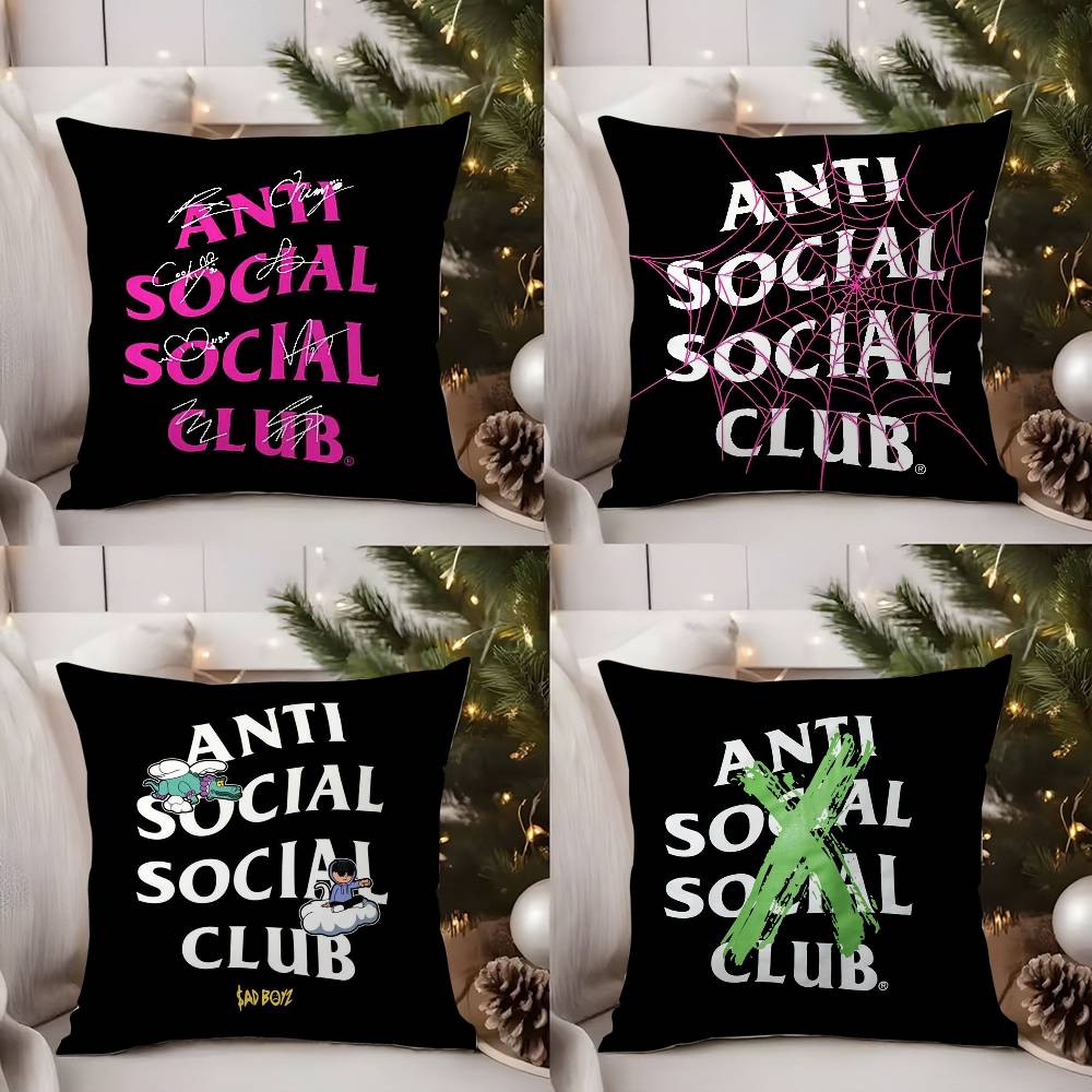 A-Anti Social S-Social Club Наволочка для дома общежития спинки стула короткий плюш двусторонняя печать офиса подушка для дневного сна