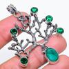 Emerald(Simulated), Diopside Handmade 925 Sterling Silver Pendant 2.48" Z2m82