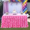 Юбка для стола из кудрявой ивы для прямоугольных круглых столов 6 футов, юбка-пачка с оборками, многоразовая скатерть для детского душа, свадьбы, столов для сладостей и тортов