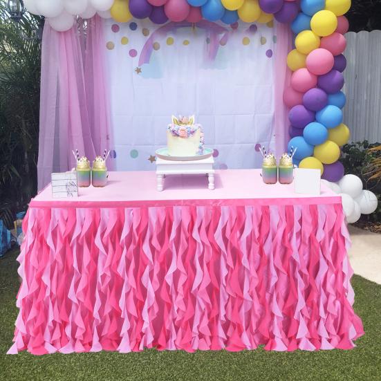 Curly Willow Table Skirt for Rectangle Round Tables 6ft Ruffle Tutu Table Cloth Reusable