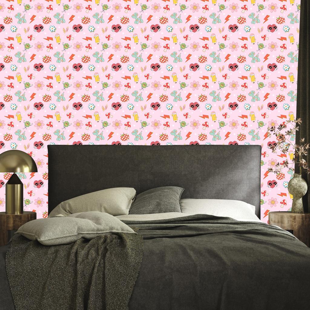 Retro Wallpaper Powder Pink and Coral for Living Room and Bedroom 50x1000