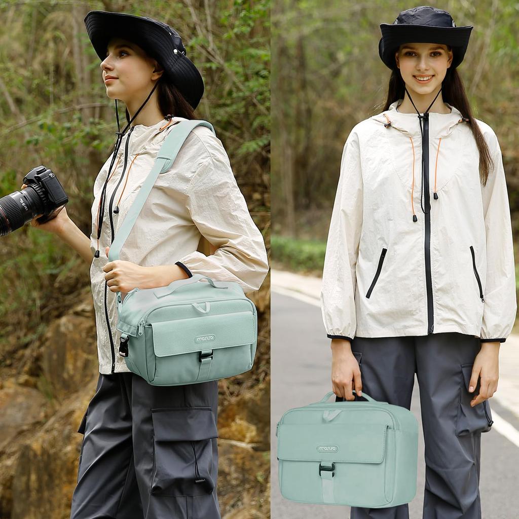 Сумка для фотокамеры MOSISO, совместимая с защитной сумкой-мессенджером, компактная сумка через плечо с мягкой подкладкой и дождевым чехлом для цифровых зеркальных фотокамер/зеркальных фотокамер/беззеркальных фотокамер