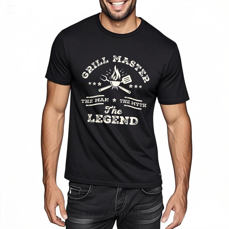 Graphic Summer For Men T Shirt Grill Master The Man The Myth The Legend Short Sleeve Travel Round Neck Tshirt Male Teeshirt