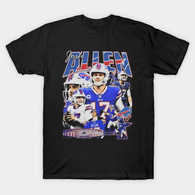 Asian Size Men Black Print T-shirt Josh Allen Vintage Bootleg No-Cut Heat Transfer Print Cotton Tshirt