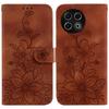 For TECNO Spark 30 Pro 4G Stand Case Lily Flower Imprint Leather Phone Cover with Wrist Strap