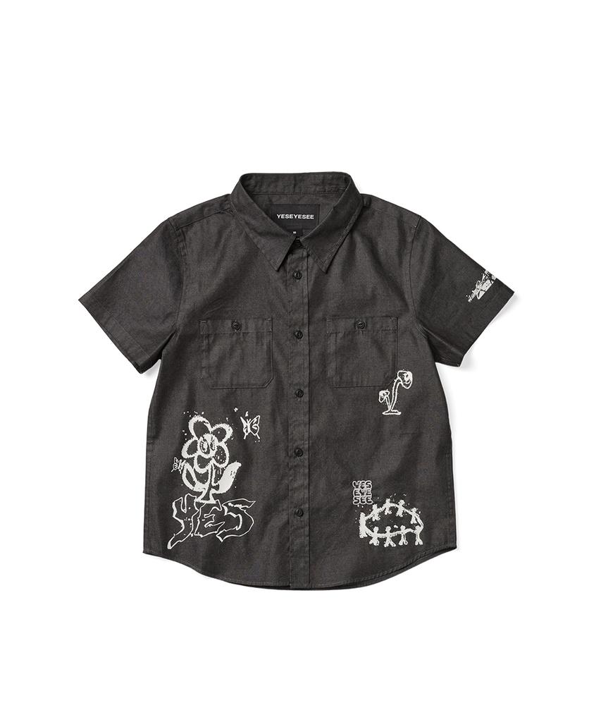 YESEYESEE Y.E.S Doodle Half Shirt Black