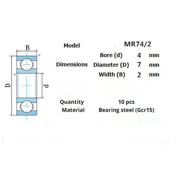 Mr74-2 Подшипник 10шт. 4*7*2(мм)
