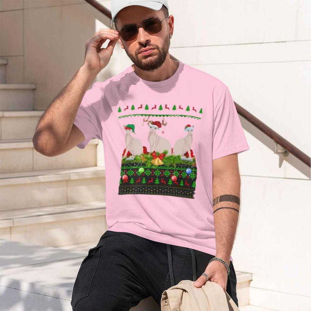 Sphynx Lighting Ugly Ristmas Lovers Tshirt Oneck Short Sve Casual Unisexs Tshirt Size S3xl 2026 New Model Shortsleeve Crewneck