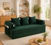 Foldable Compression Sofa with Sturdy Metal Frame, Side Pockets Plus 3 Cushions, Individual Lounge Landscapes, Modern Metal-Fabric Combo, Emerald