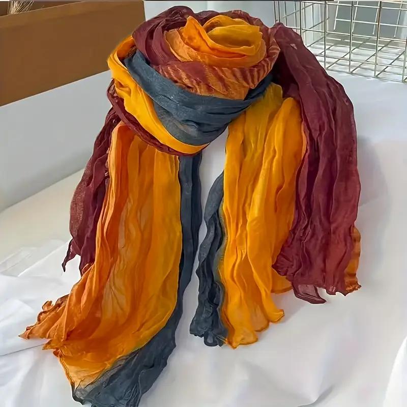 Elegant Pastel Pink & Mint Green Japanese Korean Style Scarf - Soft Drapey Lightweight Fabric, Neutral Beige & Lavender Tones, Versatile Head Wrap