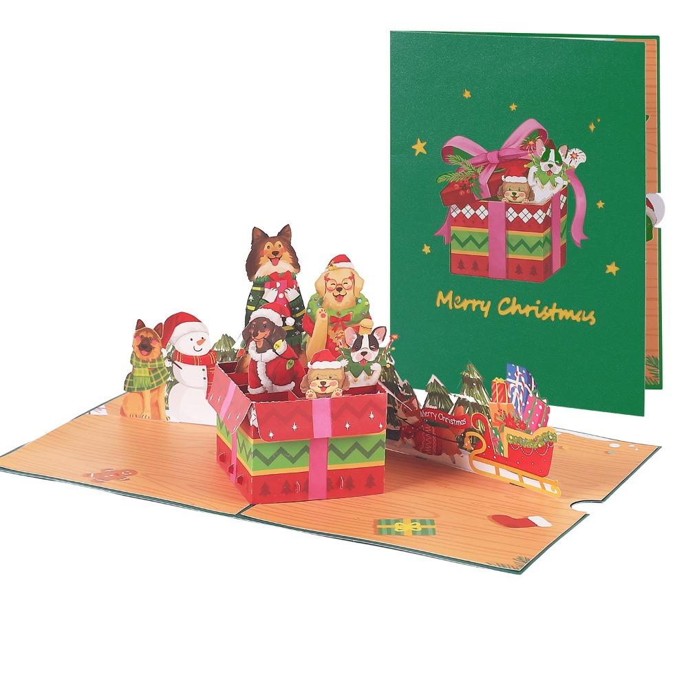 Hot Stamping 3D Pop Up Card Laser Cut Popup Card Exquisite Blessing Card Christmas Gift