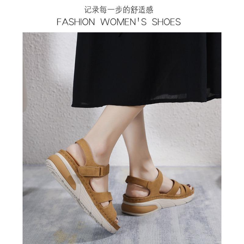 Легкие сандалии повседневные спортивные удобные толстые подошвы с липучками женские туфли большого размера