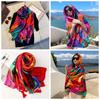 Хлопковый весенний шелковый шарф, длинный квадратный шарф-хиджаб, повязка на голову в этническом стиле, шаль из пряжи для пляжа