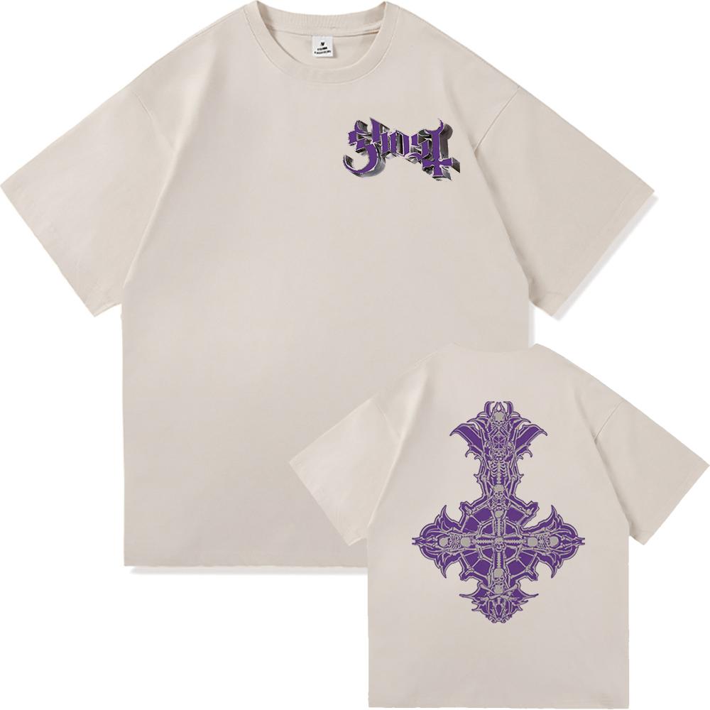 Футболка GHOST SKELETÁ World Tour 2025, модная мужская эстетичная винтажная хип-хоп футболка унисекс, сатанинская повседневная хлопковая футболка.