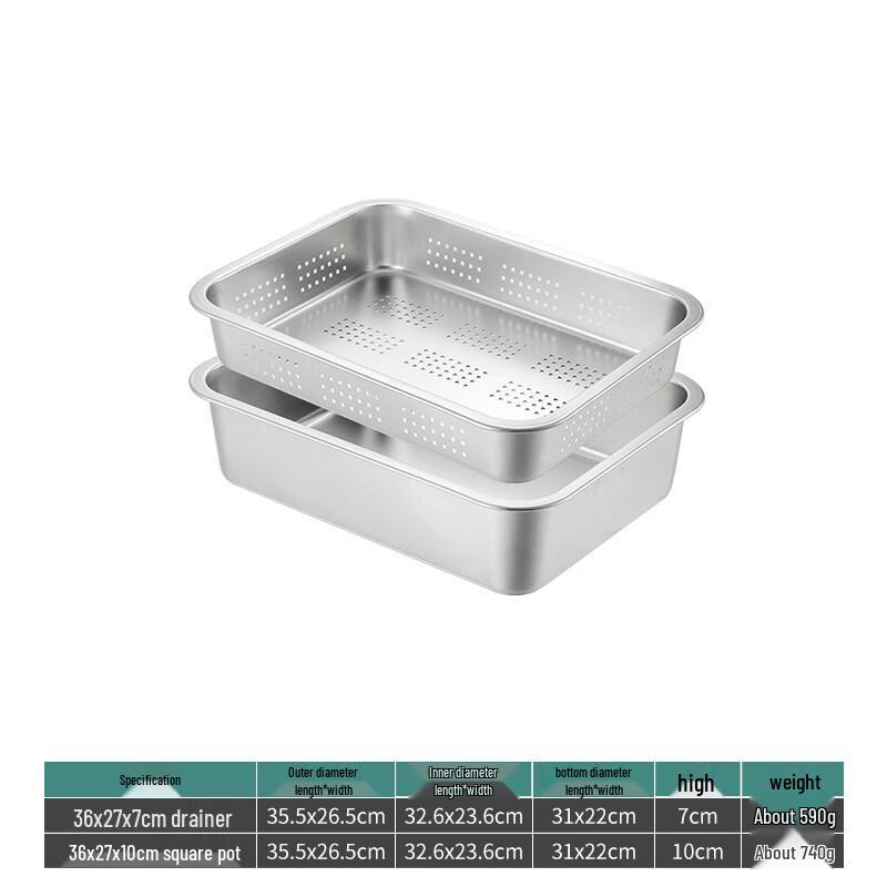 Yunduo Commercial Stainless Steel Rectangular Colander Basin
