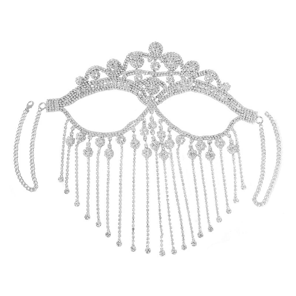 Indian Rhinestone Tassels Face Veil Women Prom Party Mask Fringe Headband Bridal Veils Sexy Facial Accessories Jewelry
