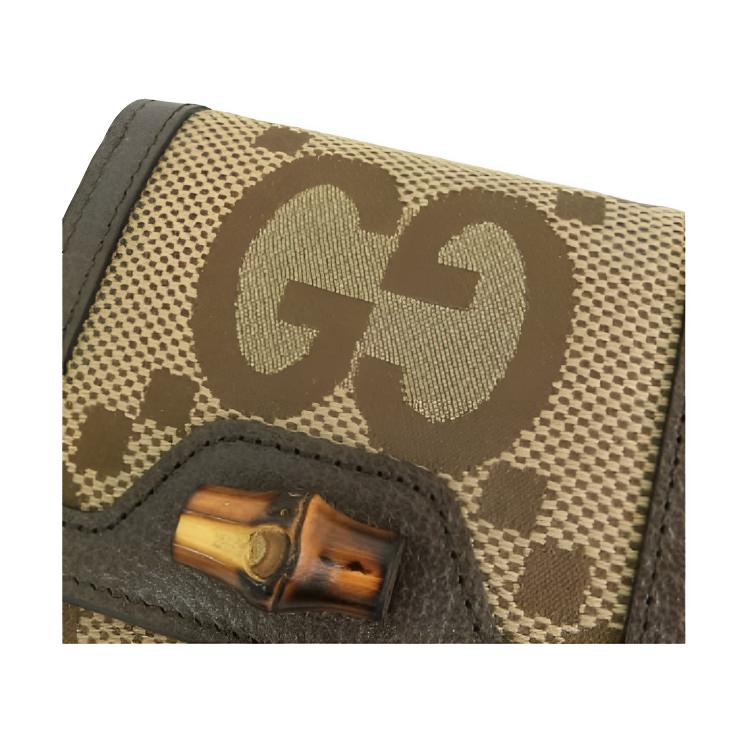 Gucci Большой кошелек из канваса с дизайном Jumbo GG Bamboo, большой женский кошелек, коричнево-бежевый 658635-UKMBT-2572