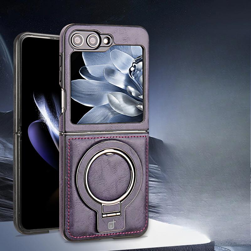 Складной магнитный держатель на присоске Подходит для чехла для мобильного телефона Samsung ZFlip5 Бизнес Zflip6 Ударопрочный Полностью закрывающий 3/4 поколение 5 Кожаный чехол