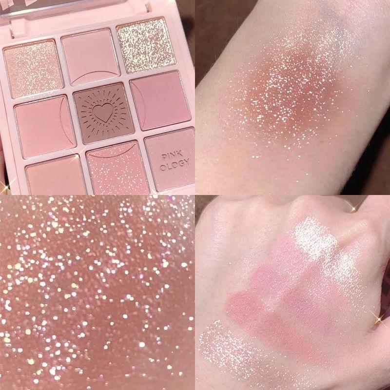 Waterproof Nine-color Eyeshadow Tray Milk Tea Earth Pearlescent Matte Permanent Setting Laying Silkworm Contouring Eyeshadow Tray Eye Makeup for