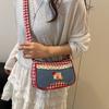 Leisure Lattice Shoulder Bag Rural Style Crossbody Bag Vintage Denim Underarm Bag  Students
