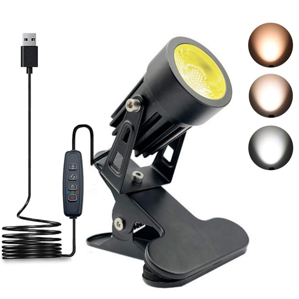 3-Color Dimming 5W LED Clip Spotlight for Exhibitions, Weddings, Ads, and Desktops