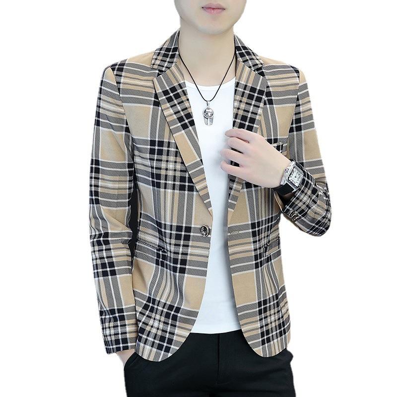 Новый стильный костюм, мужской повседневный корейский вариант, приталенный одинарный топ, молодежный красивый индивидуальный маленький костюм, трендовое пальто