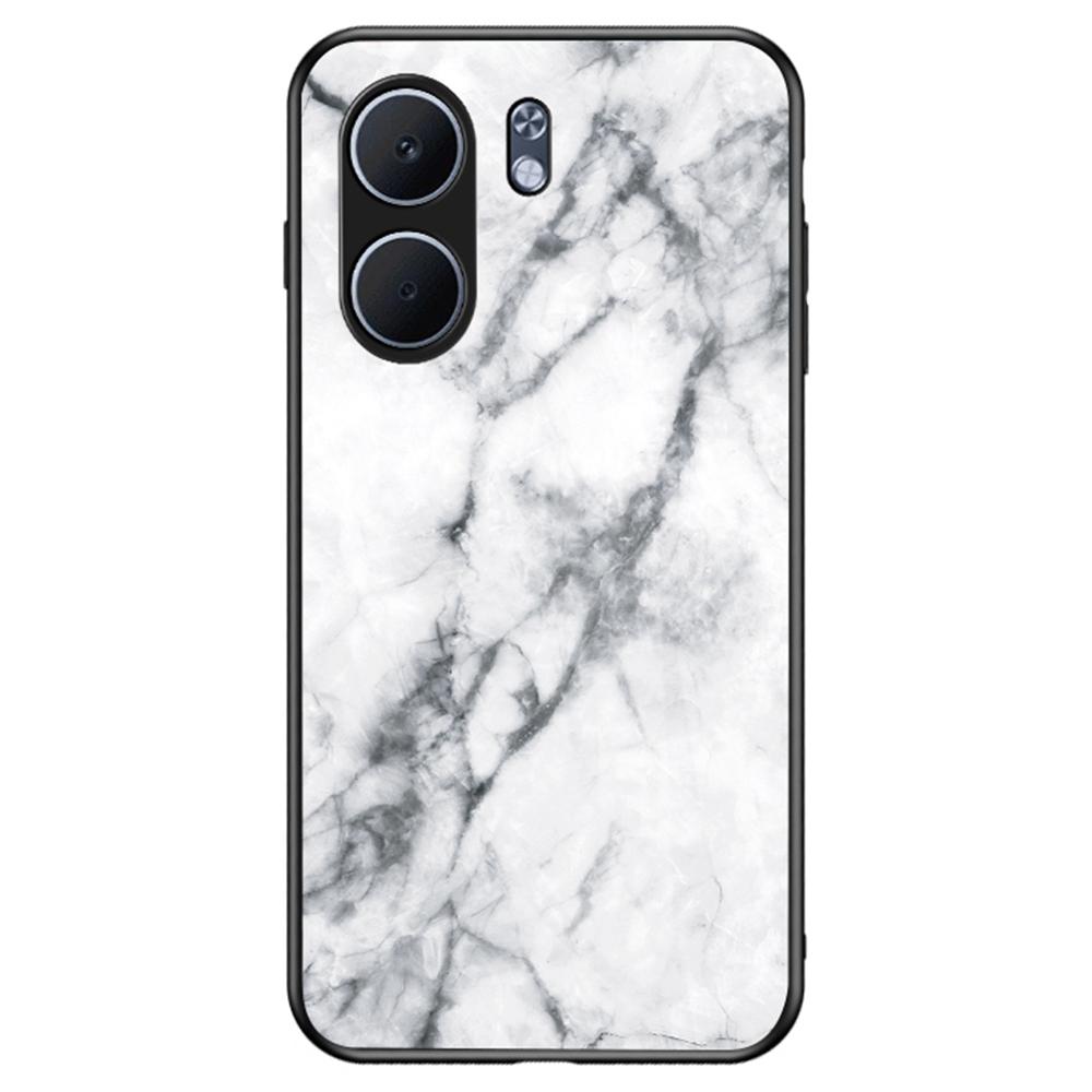 For Oppo A5x 4G/5G Case Marble Pattern Tempered Glass+PC+TPU Protective Phone Cover
