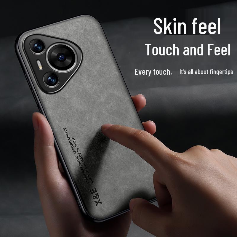 Мужской противоударный чехол из натуральной кожи ягненка для Huawei P70 Pro - Высококачественная роскошь для моделей P50/P60 Pro.