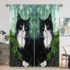 2pcs Artistic Cat Printed Curtain For Home Decor, Rod PocketWindow Treatment, For Bedroom, Office, Kitchen, Living Room,AndStudy