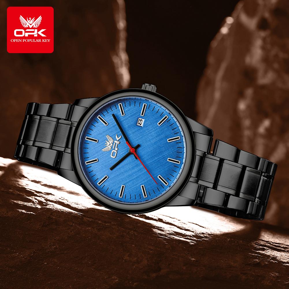 OPK 6030 Quartz Watches for Men Stainless Steel Waterproof Auto Date Man Wristwatch Simple Fashion Causal Men's Business Watches