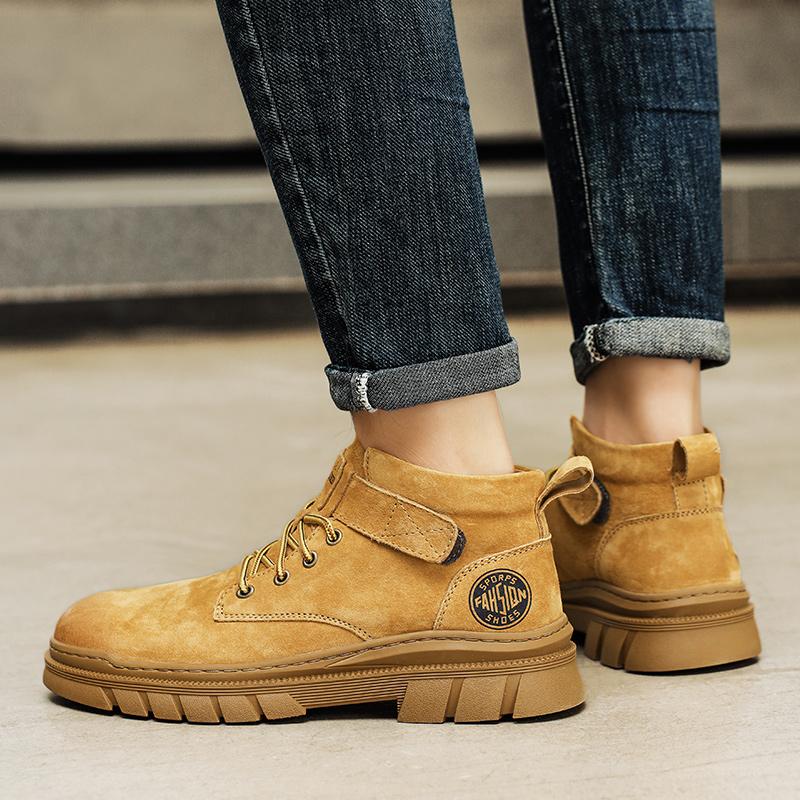 Fashion Men's Autumn Winter Walking Boots British Style Ankle Boots Outdoor Motorcycle Men's High-top Fashion Casual Shoes Mens Sneakers