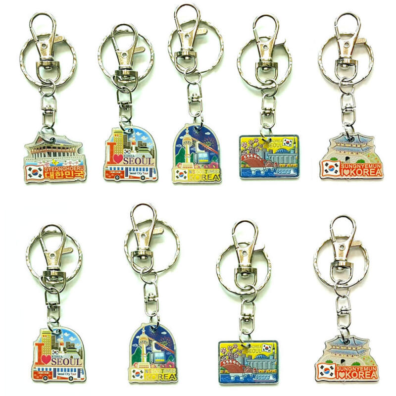 Korean Traditional Character Tourist Attraction Hanbok Acrylic Keychain (9 pcs)