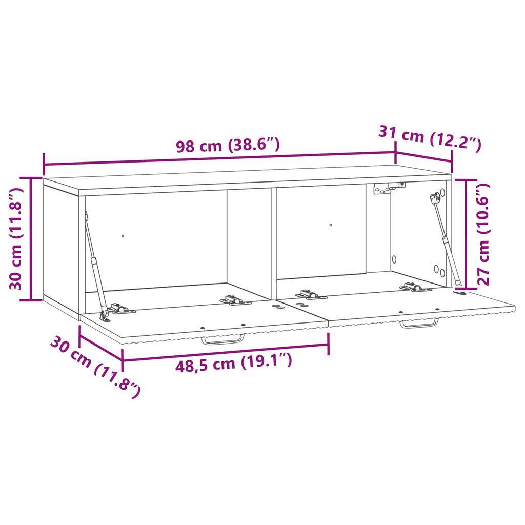 Wall Mounted TV Cabinet White 98 x 31 x 30 cm Particleboard