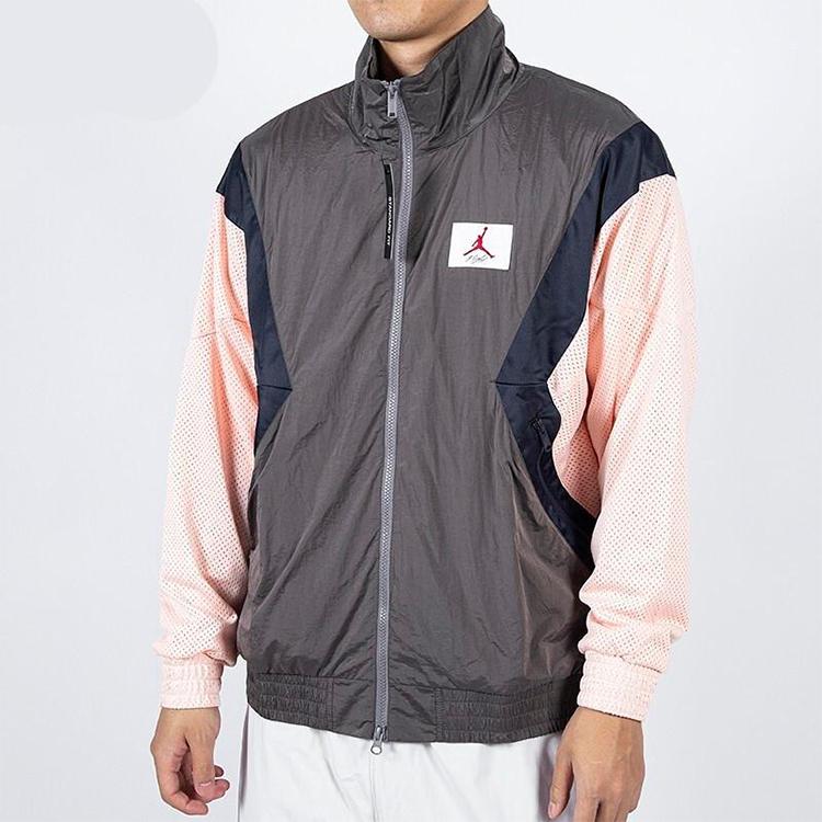 Air Jordan Flight Casual Sports Long Sleeve Stand Collar Jacket Men Jacket Gray Pink AO0556-272
