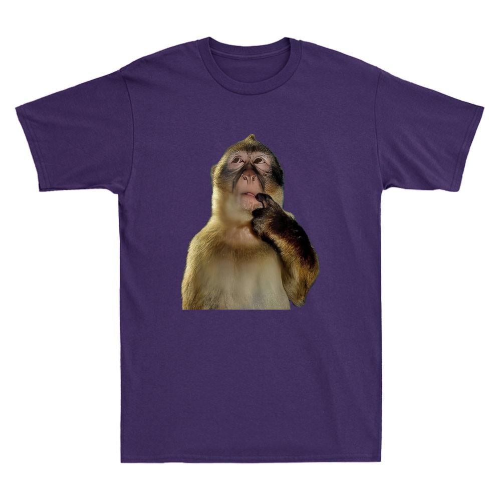 Thinking Monkey Funny Monkey Animal Meme Gift Novelty Unisexs Short Sleeve Tshirt