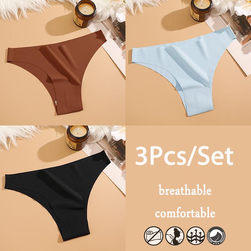 FINETOO 3 шт./компл. бесшовное нижнее белье из ледяного шелка с низкой талией бразильские трусы дышащее высокоэластичное нижнее белье трусики