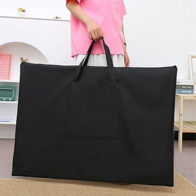 96x69CM Large Black Art Portfolio Bag Durable Canvas Storage Poster Painting Board Carry Handbag Art Students Organizer w/Pocket