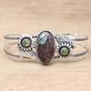 Eudialyte Jasper Gemstone Antique Silver Jewelry Cuff Bracelets7''Adjustable