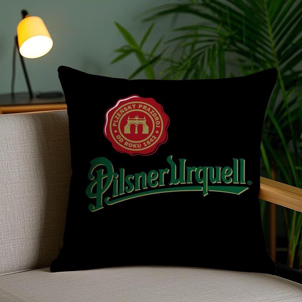 P-Pilsner U-Urquell Наволочка Плюшевая Ткань Мягкая Двусторонняя Печать Чехол для Подушки Дивана Стойкая к Выцветанию Домашний Декор Подарок