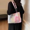 Autumn plush bag women's 2025 new niche design shoulder messenger bag Internet celebrity foreign style fluff bucket bag