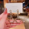 Cute earrings with heart & chain dangling long
