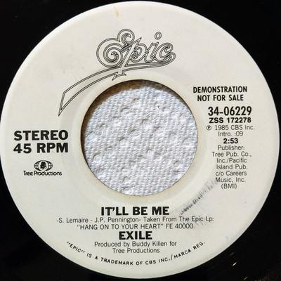 7-дюймовая пластинка EXILE - It'll Be Me 3406229PROMO Epic 1985 UK Фолк Б/У