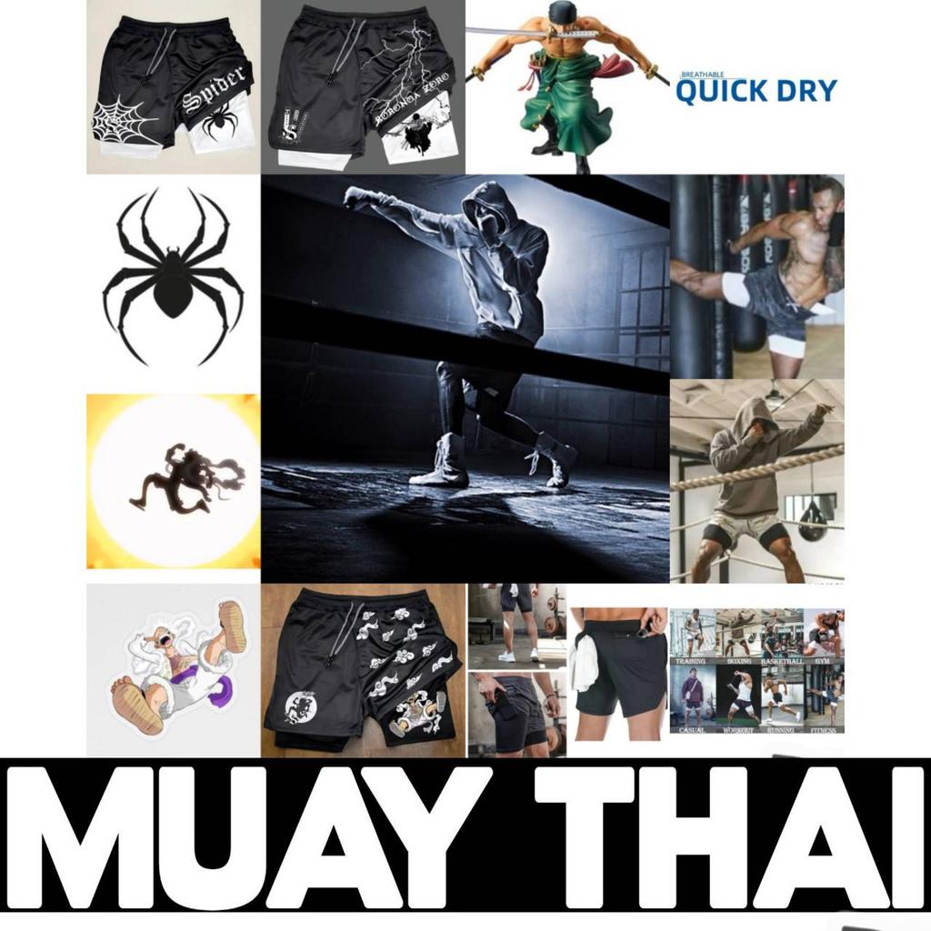Muay Thai Kick Boxing MMA Shorts Onepiece Pirate Luffy Zoro Swordman Samurai Spider Men Women Unisex Sportswear Training Sport Gym Fitness Workout