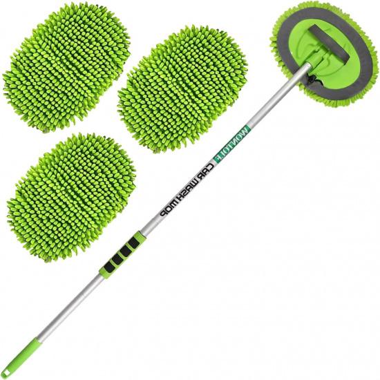 62'' Car Wash Brush With Long Handle Chenille Microfiber Car Wash Mop Mitt Kit Scratch-Free Car Cleaning Brush Care Kits With Replacement Head
