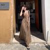 High-end temperament V-neck sleeveless dress for women's summer new waist and thin imperial sister sexy long skirt