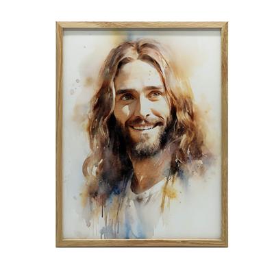 Улыбающийся Иисус Улыбающийся Иисус, 50X70 см, Без рамы, Холст премиум на подрамнике
