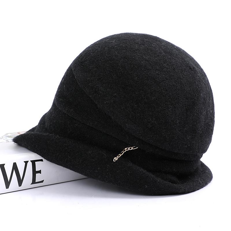 100% Australian wool stacking hat autumn and winter warm bucket hat Yang Chaoyue cold hat big head circumference shows small face