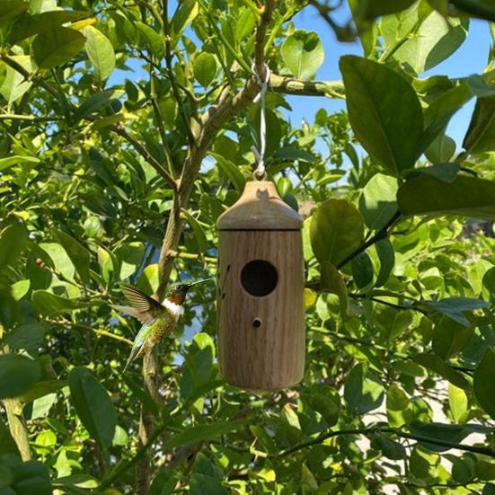 Деревянный домик для колибри для наружного подвешивания, небольшой домик для гнездования диких птиц для украшения окна крыльца на открытом воздухе в саду